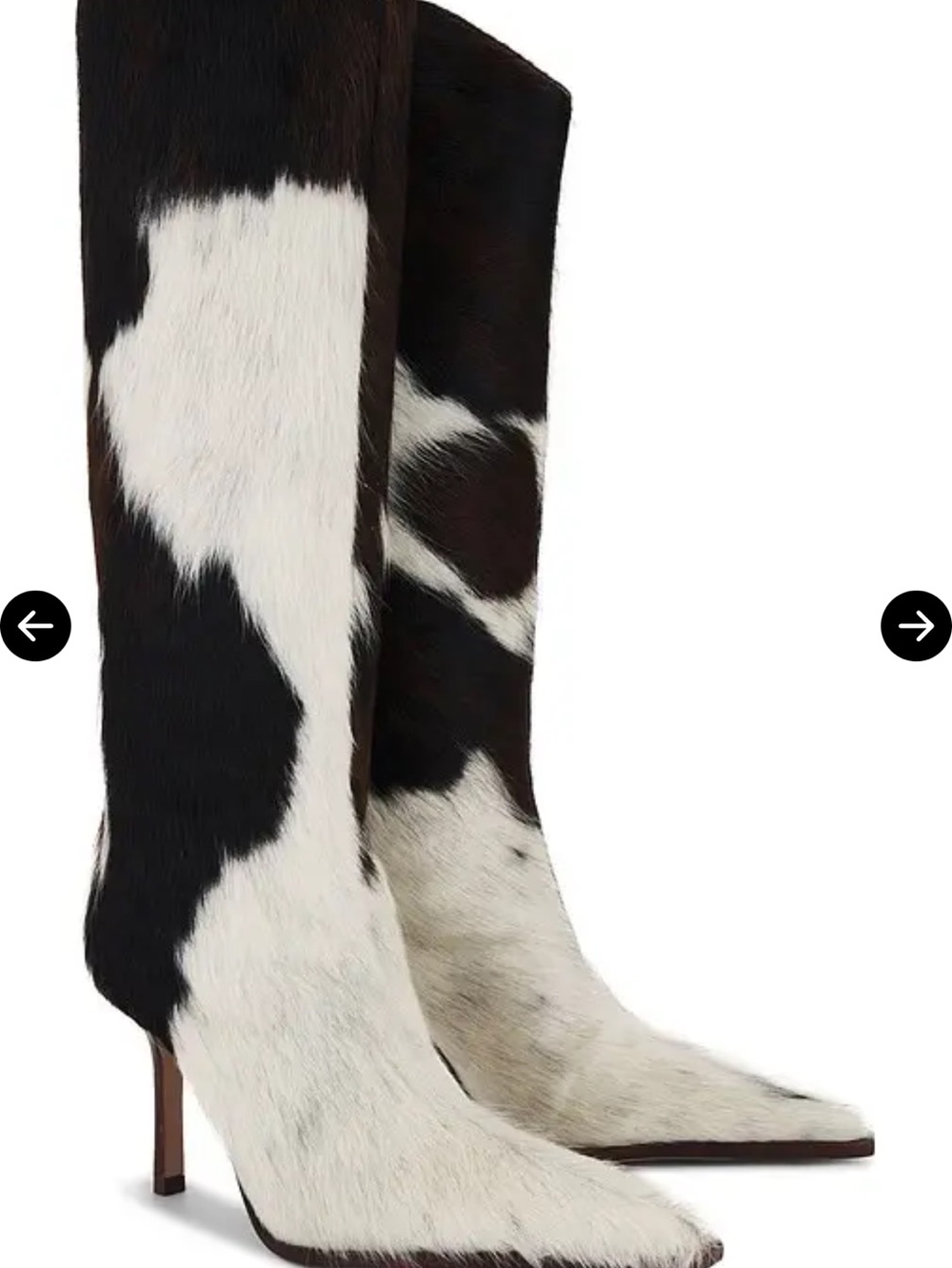 SCHUTZ Black and White Cowhide Over-the-Knee Stiletto Boots